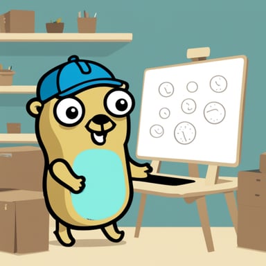 Go Blue Gopher explaining the Go language in the style of an IKEA manual.
