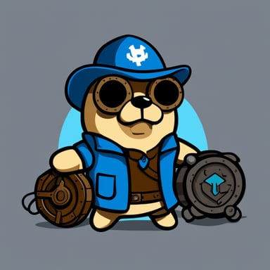 Go Blue Gopher, battle-hardened, wields the Kubernetes logo as a shield.