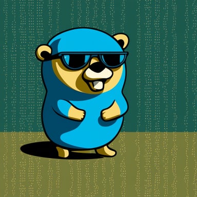 Go Blue Gopher hacking matrix binary code.