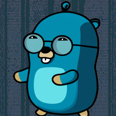 Go Blue Gopher hacking matrix binary code.