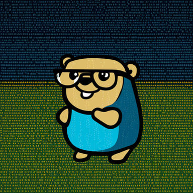 Go Blue Gopher hacking matrix binary code.