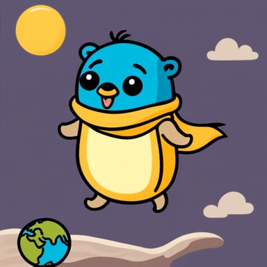 Go blue gopher walking over the earth.