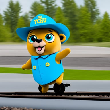 Go Blue Gopher as a tchu tchu train.