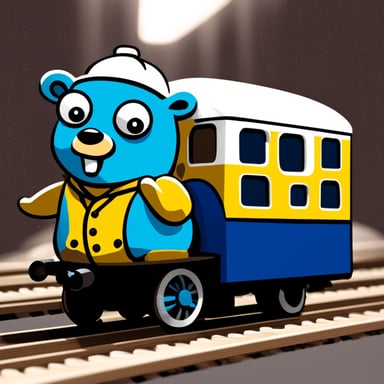 Go Blue Gopher as a tchu tchu train.