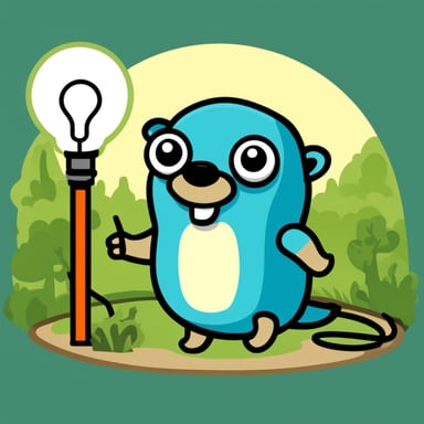Go Blue Gopher with a Dutch flag and an electricity vibe for a green power company based in Rotterdam, Netherlands.