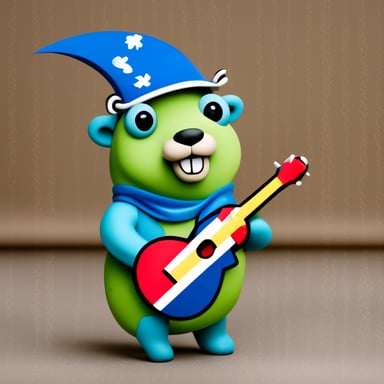 Go Blue Gopher with a Dutch flag and an electricity vibe for a green power company based in Rotterdam, Netherlands.