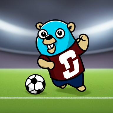 Go Blue Gopher like Messi doing a flick with a football.