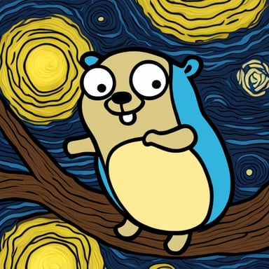 Go Blue Gopher in starry nights of Van Gogh
