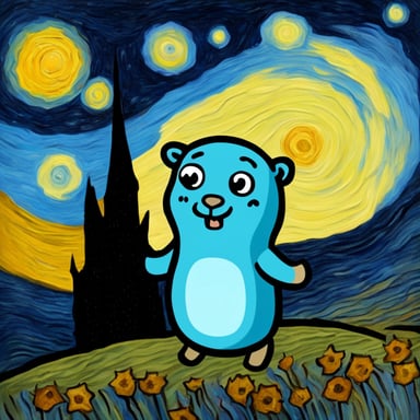 Go Blue Gopher in starry nights of Van Gogh