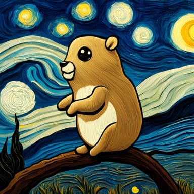 Go Blue Gopher in starry nights of Van Gogh