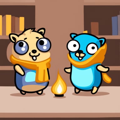 Go Blue Gopher with two cats