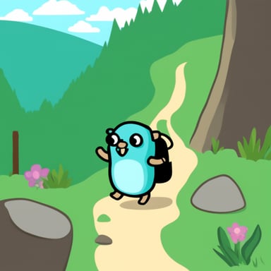 Go Blue Gopher goes hiking.