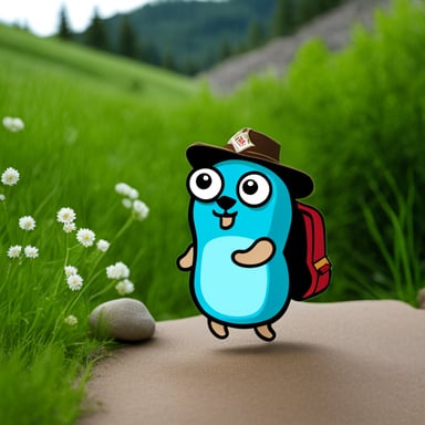 Go Blue Gopher goes hiking.