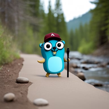 Go Blue Gopher goes hiking.