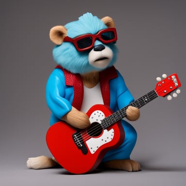 Go Blue Gopher in the David Bowie style album of Aladdin Sane playing guitar