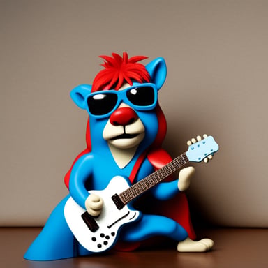 Go Blue Gopher in the David Bowie style album of Aladdin Sane playing guitar