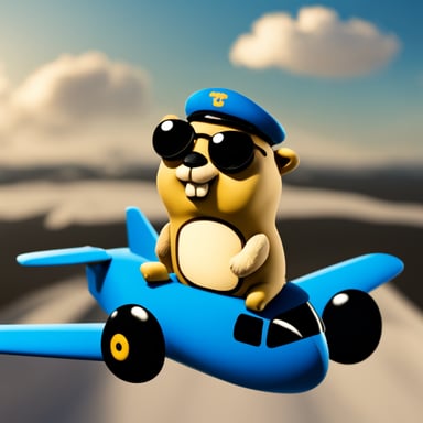 Go Blue Gopher sitting on top of an airplane.