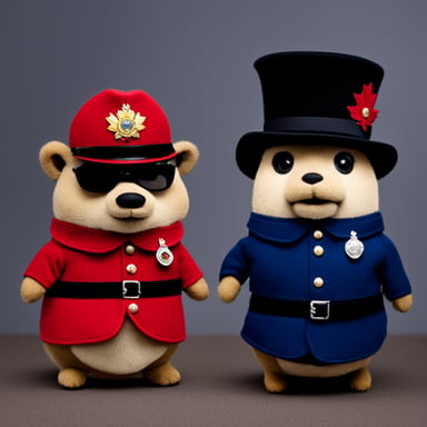 Go Blue Gopher as a Canadian RCMP officer wearing a red uniform.