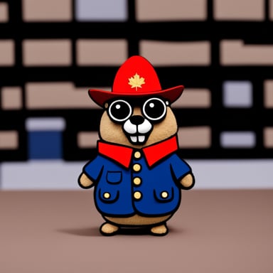 Go Blue Gopher as a Canadian RCMP officer wearing a red uniform.