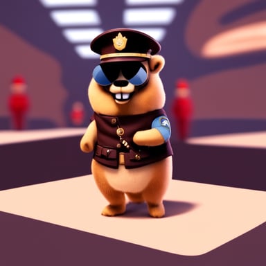 Go Blue Gopher as a Canadian RCMP officer wearing a red uniform.