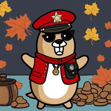 Go Blue Gopher as a Canadian RCMP officer wearing a red uniform.