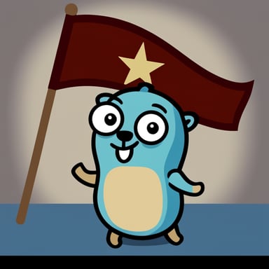 A go blue gopher waving a Moroccan flag.