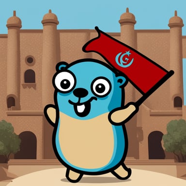 A go blue gopher waving a Moroccan flag.