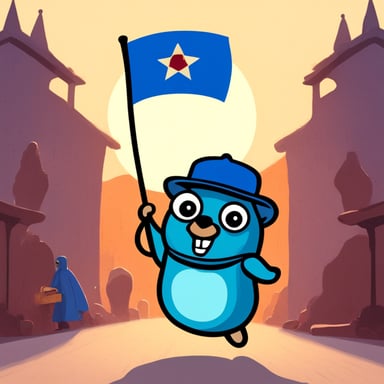 A go blue gopher waving a Moroccan flag.