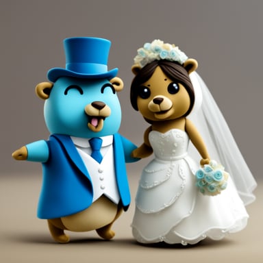 Go Blue Gopher wearing a female wedding outfit