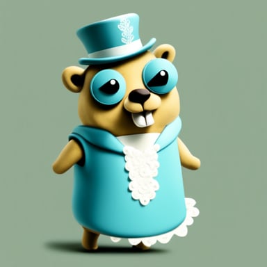 Go Blue Gopher wearing a female wedding outfit