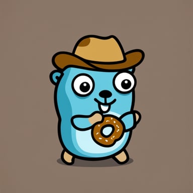 Go Blue Gopher holding a pretzel.