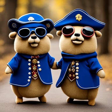 Go Blue Gopher dressed in German traditional costumes.