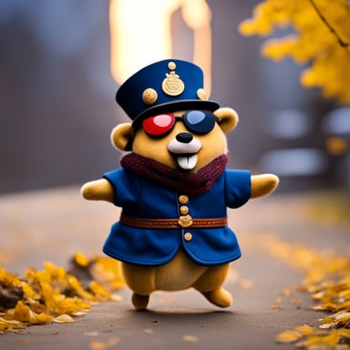 Go Blue Gopher dressed in German traditional costumes.