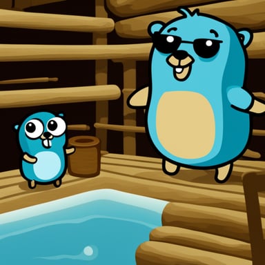 Go blue gopher in the sauna with go blue gopher friends.