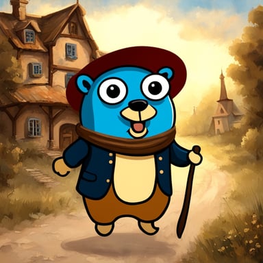 Go Blue Gopher painting in the French style.
