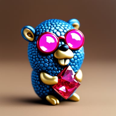 Go Blue Gopher with ruby diamonds in imaginary network.