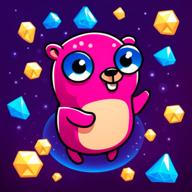 Go Blue Gopher with ruby diamonds in imaginary network.