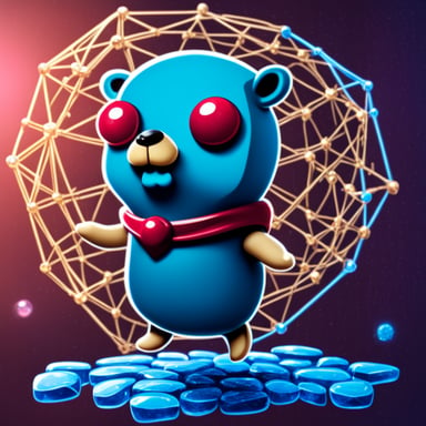 Go Blue Gopher with ruby diamonds in an imaginary network.
