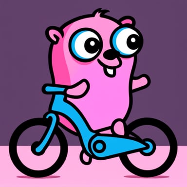 Go Blue Gopher on a pink bike.