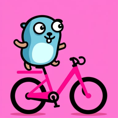 Go Blue Gopher on a pink bike.