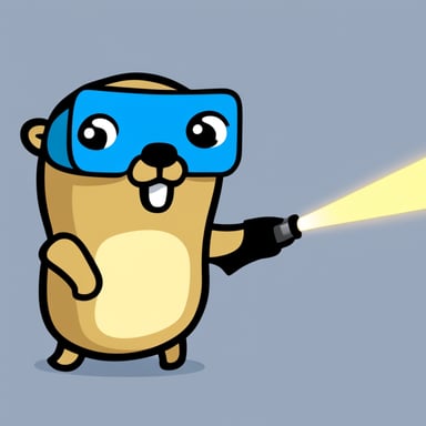 Go Blue Gopher with laser coming out of its eyes.