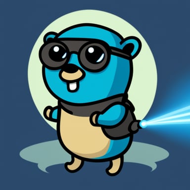 Go Blue Gopher with laser coming out of its eyes.