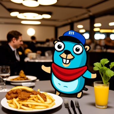 Go Blue Gopher attended a conference in Berlin and enjoyed eating schnitzel.