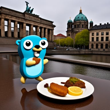 Go Blue Gopher attended a conference in Berlin and enjoyed eating schnitzel.