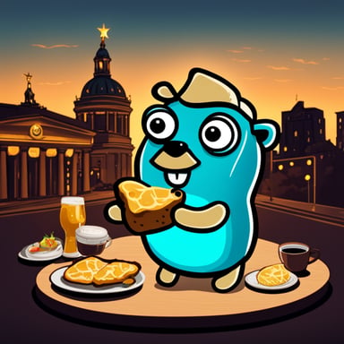 Go Blue Gopher attended a conference in Berlin and enjoyed eating schnitzel.