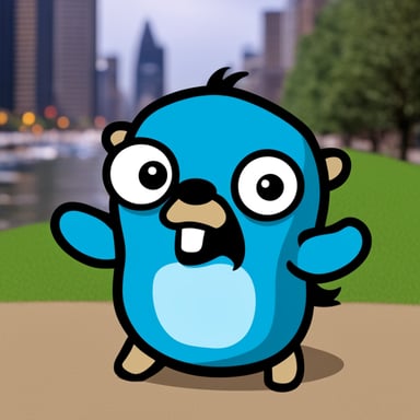Angry go blue gopher as the hackerman meme