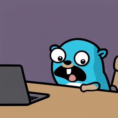 Angry go blue gopher as the hackerman meme