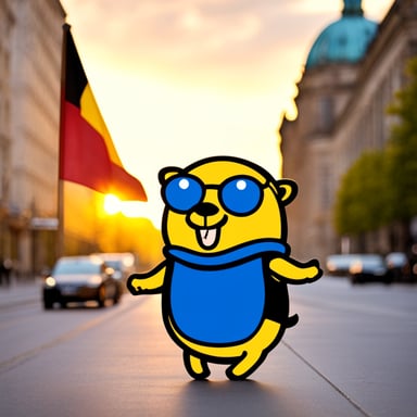 Go Blue Gopher in Berlin with the German flag