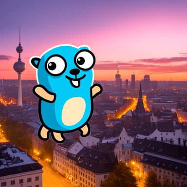 Go Blue Gopher excited in Berlin