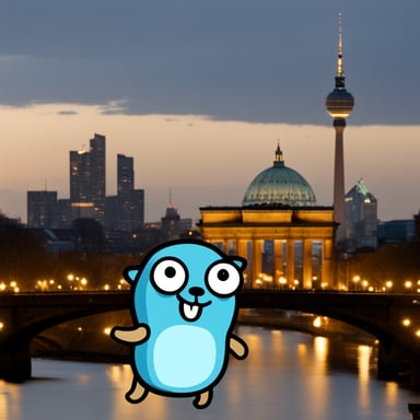Go Blue Gopher excited in Berlin